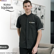 Baju Koko Pria Lengan Pendek Hitam Jumbo Rocella Koko Iqdam Premium