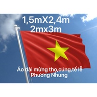 Red flag with yellow star, national flag, Vietnamese flag 1mX1.5m-1.2mX1.8m-1.5mX2,4m-2mX3m yes