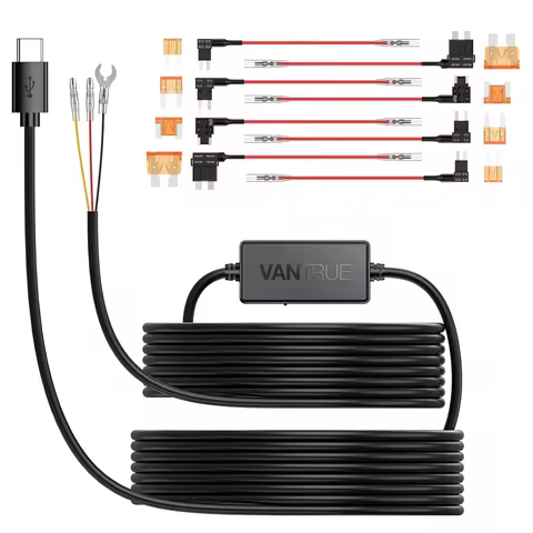 Vantrue 11.5ft Type C 12V 24V to 5V Dash Cam Hardwire Kit Low Voltage Protection for all the Vantrue