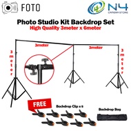Foto Photo Studio Kit Set Backdrop Stand with Storage Bag & 8 Backdrop Clip 3mx6m Backdrop Set for S