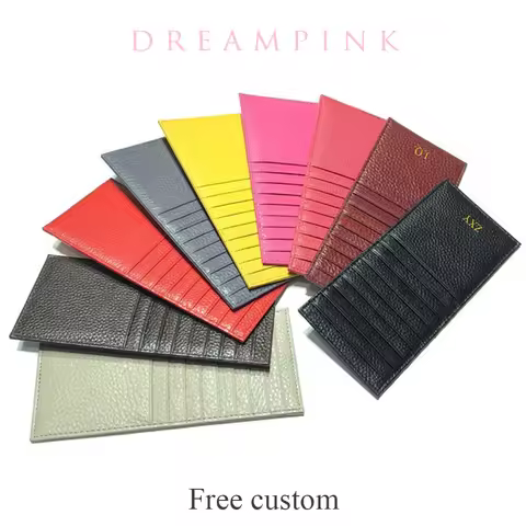 Large Capacity Credit Card Holder Custom Letters Genuine Leather 9 Card Sleeve Well Organize Cowhide