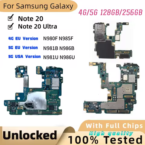 EU/USA Version Motherboard For Samsung Galaxy Note 20 ultra 4G N980F N985F 5G N986B N986U N981U N981