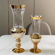 HJM-Creative Laser Engraving Golden Glass Vase Flower Arrangement Dry Model Room TV Cabinet Dining T