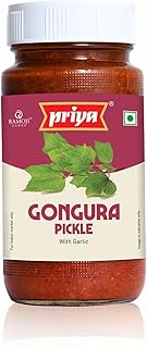 Priya Gongura Pickle with Garlic, 300g - Homemade Achar - Traditional South Indian Taste - Glass Jar