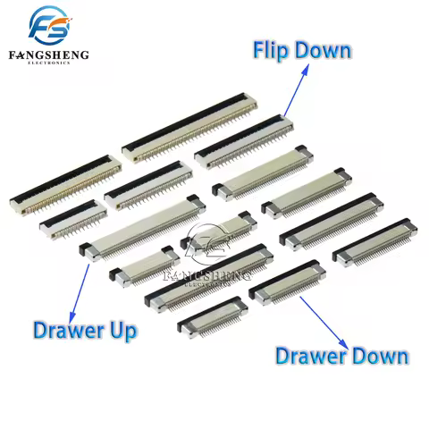 10pcs 0.5mm/1mm Pitch Under Clamshell Socket FPC FFC Flat Cable Connector 4P 5P 6P 8P 10P 12P 14P 16