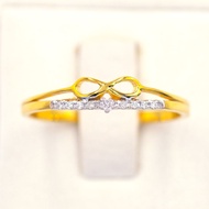 Happy Jewelry แหวนอินฟิก้านคู่ แถว ทองแท้ 9k 37.5% เพชรเกสร ME036