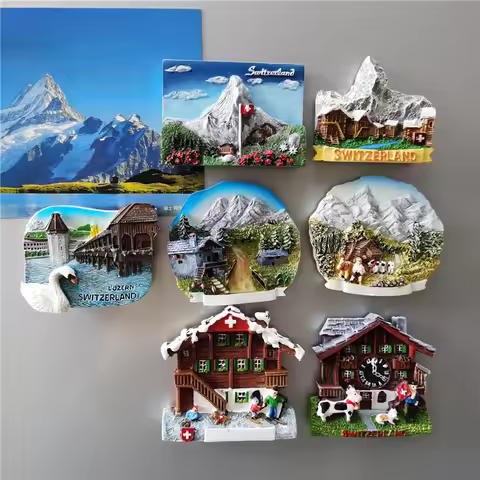Switzerland Tourist Souvenir Fridge Magnets Jungfraujoc Luzern Zermatt Zermatt Geneva Bern Basel Int
