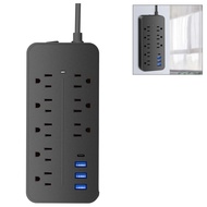 Power Surge Protection Plug 6/8 AC Outlets EU Plug Power Strip 10A 110V 220V Power Multi Tap 3 USB 1