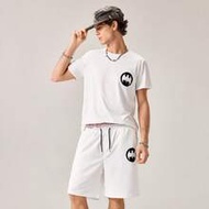 Men's Summer Fashion Batman Smiling Face Graphic Print Short Sleeve T-Shirt And Shorts 2-Piece Casua