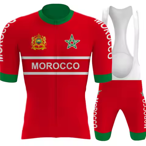 Morocco National Cycling Jersey 2023 Set Short Sleeve Cycling Clothing Road Bike Shirts Suit Bicycle