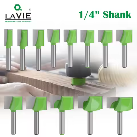 LAVIE 1/4 Shank Cleaning Bottom Bit Straight Router Bit Set Clean Milling Cutter Woodworking Power M