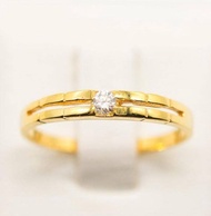 Happy Jewelry แหวนเพชรของแท้ แหวนเพชรเม็ดเดี่ยวก้านคู่ ทองแท้ 9k 37.5% ME530