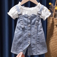PUTIH Imported girls' white jeans and blouse overalls/NAFA SET