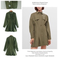 HIJAU 31248 Green Dress Long Sleeve Green Pleated Dress