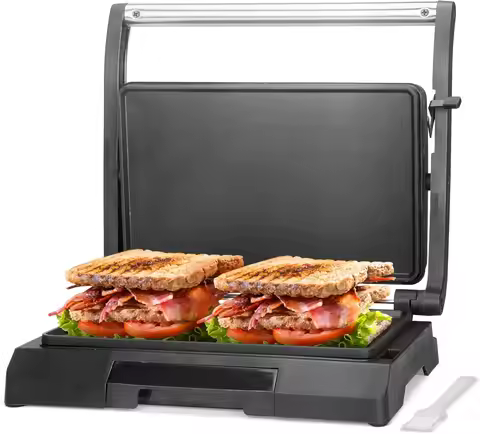 Mini Panini Press Electric Griddle, 2-Slice Sandwich Maker for Pancakes & Eggs with Non-Stick Surfac