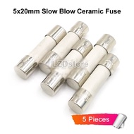 5pcs/lot 5*20mm Slow Blow Ceramic Fuse 250V 1A 1.25A 1.6A 2A 2.5A 3.15A 4A 5A 6.3A 8A 10A 12A 15A 20