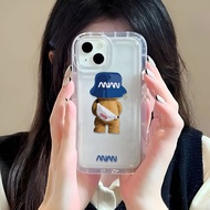 transparent Photo frame airbag case for iphone 14promax 11 13 12 7Plus X XS Max NASA bear cover