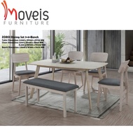 TEANA NORDIC DINING SET 1+4+BENCH /meja makan set 6 seater