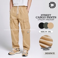 DESINCE Men Street Cargo Pants Utility Pocket Casual Style Straight Cargo Pants Unisex Wear Seluar K