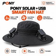 PONY Solar Fan Hat UPF50+ USB Rechargeable