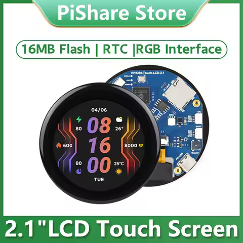 Raspberry Pi Pico 2 RP2350B 2.1 inch Round LCD Development Board 2.1inch TouchDisplay 480x480 HMI LV
