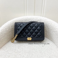 (Pre-loved) Chanel Boy Wallet on Chain WOC in Black Caviar in AGHW