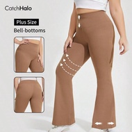 4-Way Stretch Plus Size Flared Workout Leggings - Tummy Control High Waist & Booty Lifting Yoga Pant