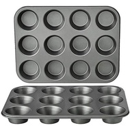 Amazon Basics Nonstick Round Muffin Baking Pan, 12 Cups, Set of 2, Gray, 13.9x10.55x1.22"
