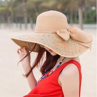 Large Brim Floppy Hat Beach Sun Hats Women Bowknot Wide Brim Foldable Caps Summer Outdoor UV Protect Travel Casual Cap Female