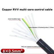 National Standard Pure Copper RVV Multi-Core Control Cable 8-Core 0.5/0.75/1/1.5/2.5 Square Soft Cor