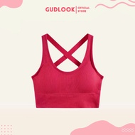 Áo 3 lỗ thể thao Bra 2 Dây GUDLOOK Cotton Dây Đang Chéo Hở Lưng Có Đệm Nâng Ngực Tôn Dáng