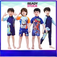 Boy Baby Swimsuit Kids Cartoon Animation Dinosaur Shark Spider Space Dragon Men Long Sleeve Short Sl