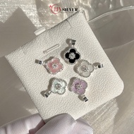 Odd 4-leaf clover face with CHY SILVER NEW01 stone, real SILVER pastel tone