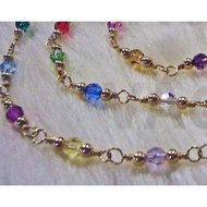 14K Gold Swarovski Crystal AB Suasa Anklet Amethyst Gelang Kaki Suasa Kristal