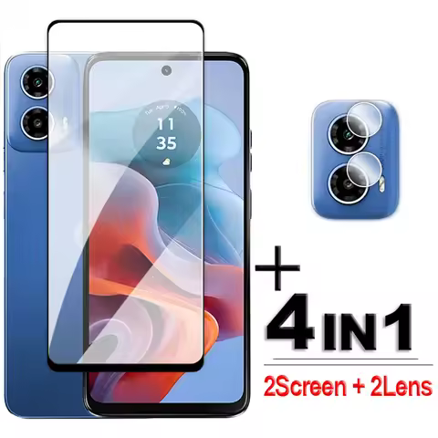 4in1 For Motorola Moto G34 Glass For Moto G84 G54 G34 G24 G14 G04 G23 G53 G30 Tempered Glass 2.5D Fu