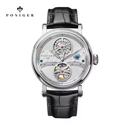 PONIGER P817 New Luxury Skeleton 41mm Men’s Automatic Mechanical Watch Seagull Movement Sapphire 50M