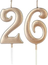 62nd & 26th Number Birthday Candles for Cake Topper, Number 62 26 Glitter Premium Candle Party Anniv