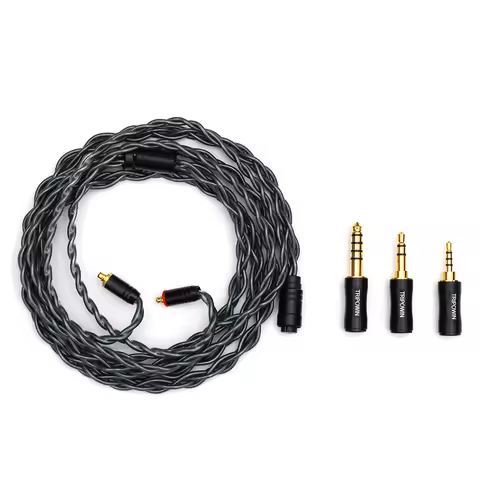 Tripowin Noire Earphone Cable 4Core 24AWG OCC Upgraded HiFi Audio Detachable 3-in-1 2.5mm/3.5mm/4.4m