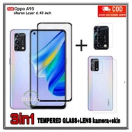 LAYAR 3IN1 TEMPERED GLASS PACKAGE OPPO A95 A74 A55 A54 A74 A95 4G/5G TG ANTI-SCRATCH SCREEN FULL COV