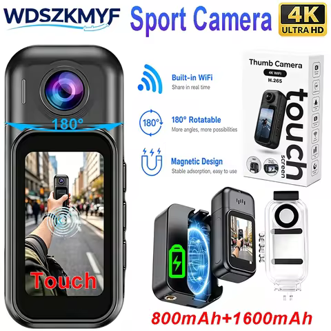 Portable 4K UHD Mini WiFi Sports Camera Motorcycle Bicycle Cycling Vlog Recorder Charging Case Outdo