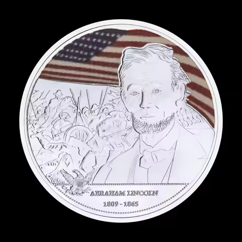 United States President Abraham Lincoln Silvery Plated Souvenir Coin Collectible Gift President Comm