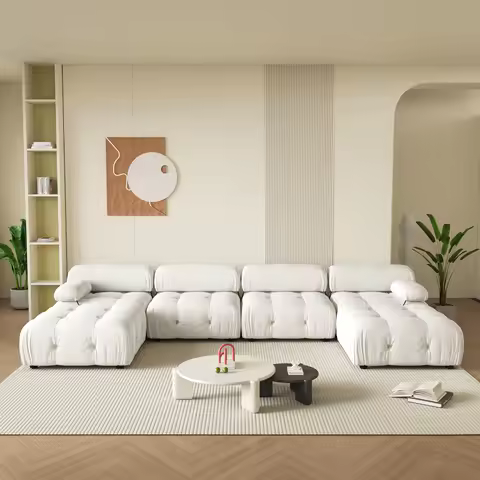 Sdorens 138" Modular Sectional Couch Modern U-Shaped Minimalist Velvet Sofas for Living Room Deep 4-