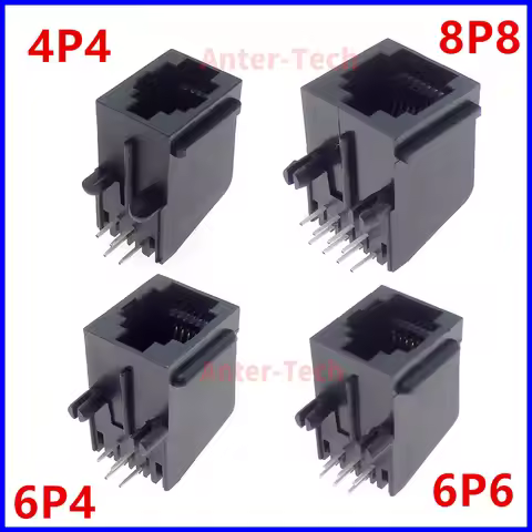 5PCS RJ11 RJ12 phone socket Curve Pin 5722 57-4P4C 6P6C 6P4C 8P8C Female hole Pcb connector 4 pin 6 