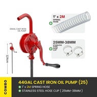44GAL Cast Iron Oil Pump Medium Duty Rotary Drum Pump Self Priming Oil Diesel Fuel Barrel Tank Sucti