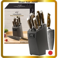 Nanfang Brothers 6-Piece Knife Set, Knife Block, Damascus Steel VG10, 67-Layer, G10/ABS Handles [In