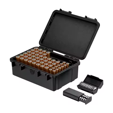 Multi in 1 Battery Case with Battery Tester for AA/AAA batteries Coin Cell Battery Holder Storage Co