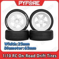 PYFORE 4Pcs 1/10 On-Road Drift Tires 12mm Hex Adapter 65*25mm For 1/10 H9802 TT01 TT02 XV01 XV02 PTG