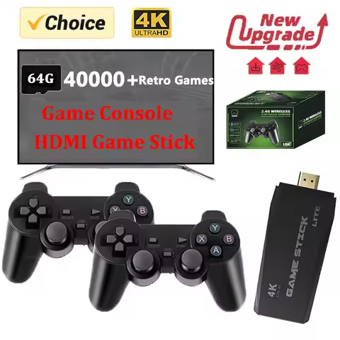 Video Game Sticks M8 Console 2.4G Dual Wireless Controller Game Stick 4K 10000 Games 64GB Retro Game