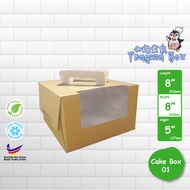 Cake Box with Handle 8"x8"x5" @ RM4.18/pc【100pcs/Order】Cake Box With Handle Pastry Box Kotak Kek 蛋糕盒