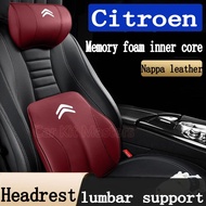 Citroen Car Headrest lumbar support Memory Foam Neck Pillow Protection high quality Nappa leather Lu